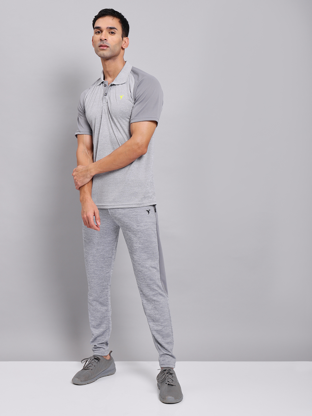 Technosport Mens Knitted active odour-free Melange Slim-Fit Track Pants - Light Grey (4)