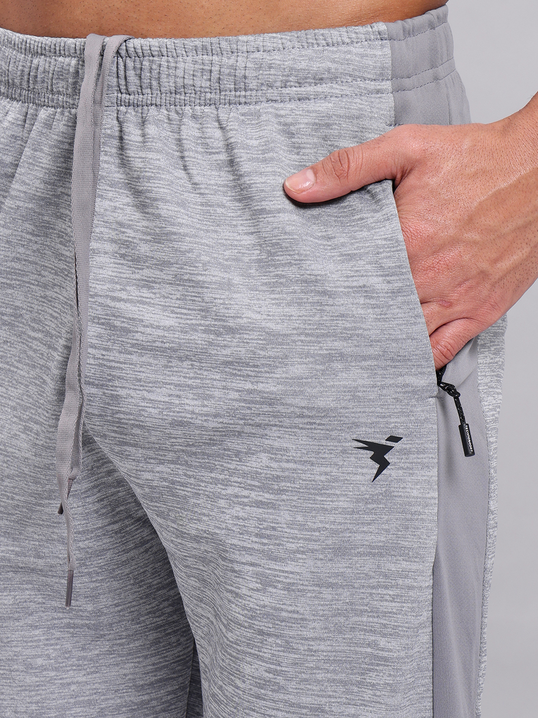 Technosport Mens Knitted active odour-free Melange Slim-Fit Track Pants - Light Grey (5)