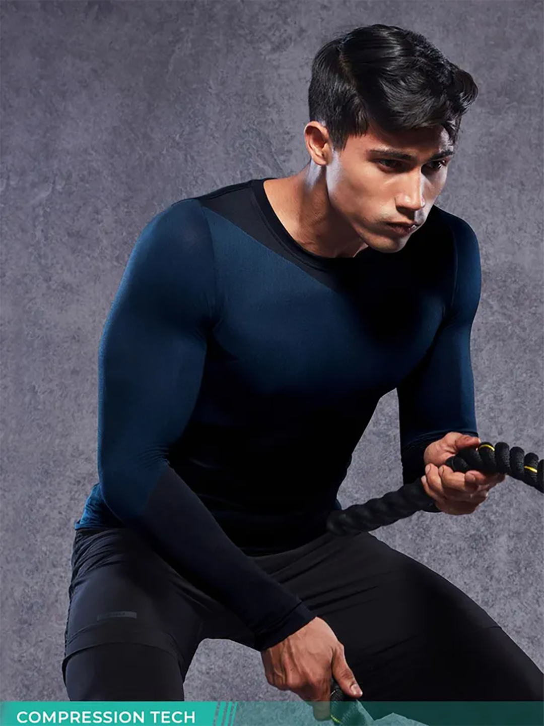 The Souled Store Men Black and Blue Printed Round Neck T-Shirts (3)