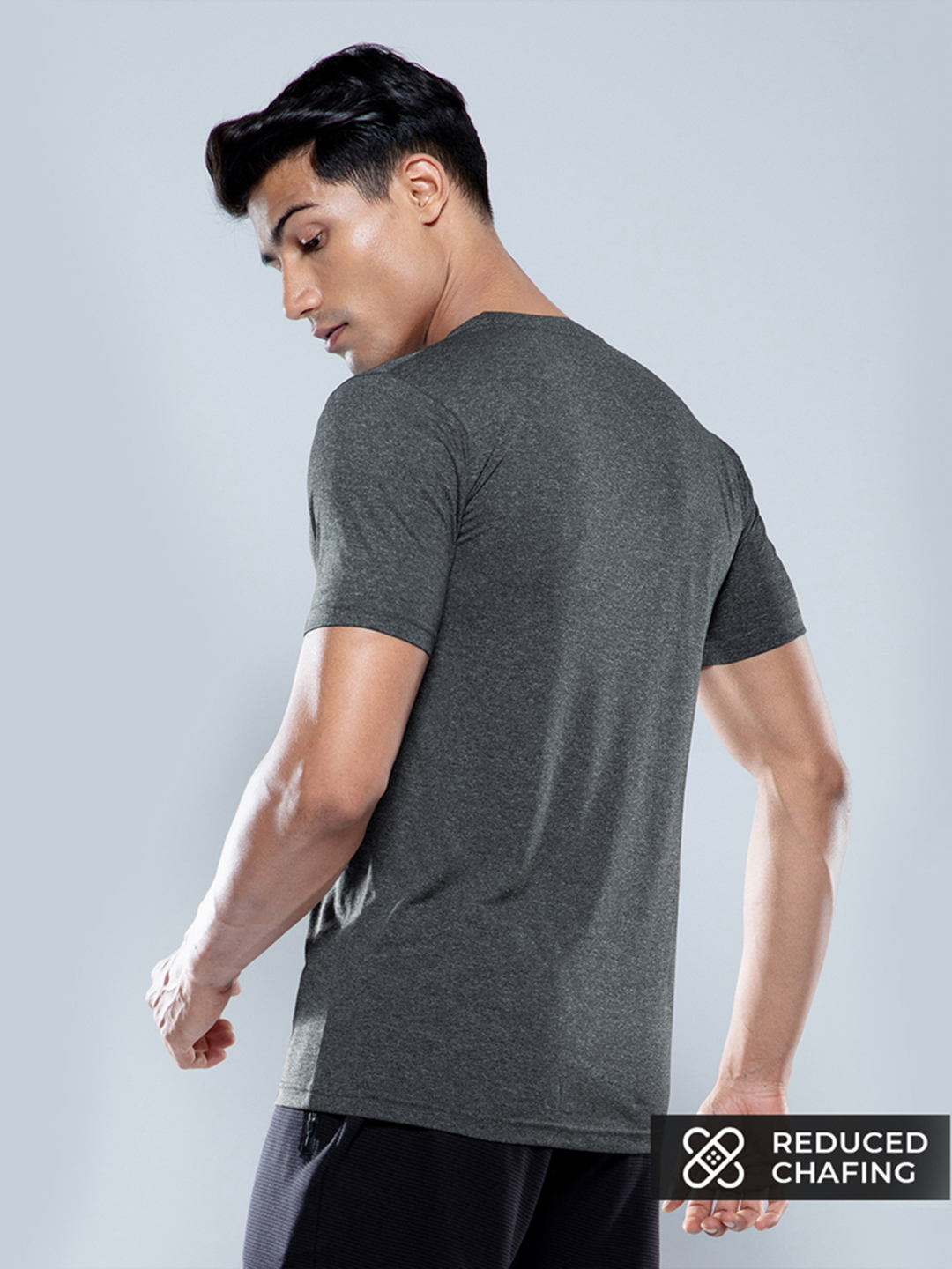 The Souled Store Men Black Melange Solid Round Neck T-Shirts (2)