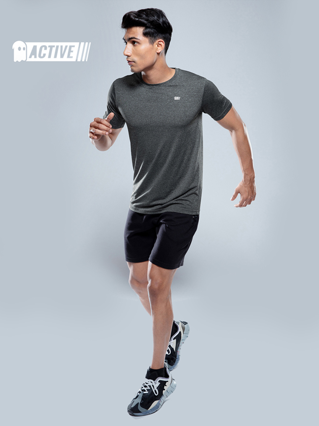 The Souled Store Men Black Melange Solid Round Neck T-Shirts (3)