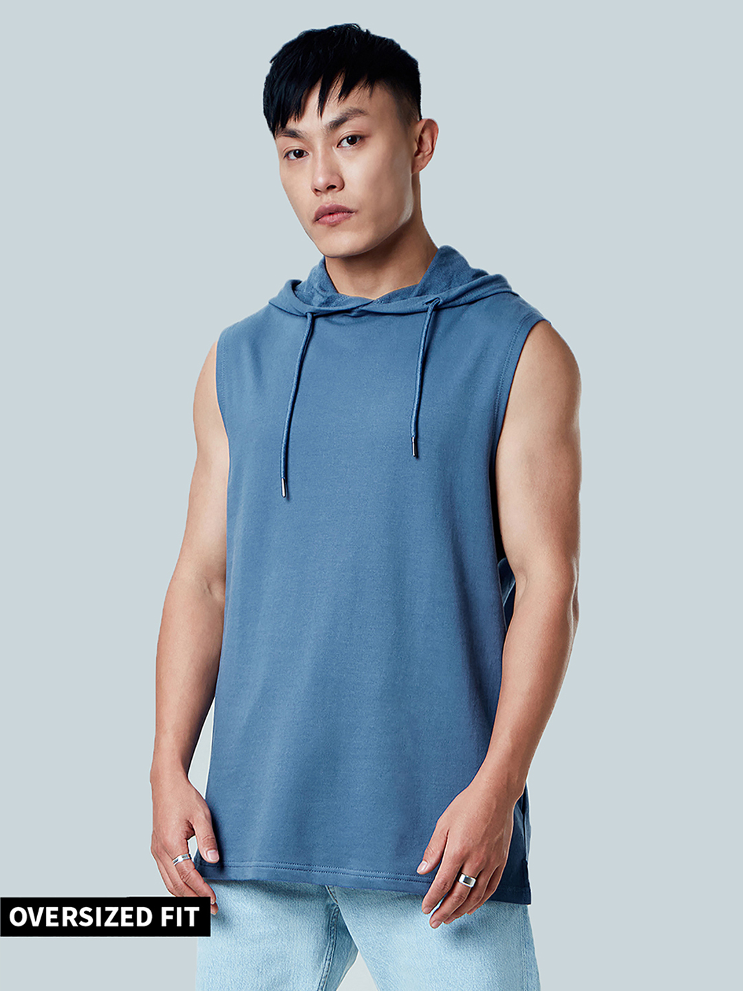 The Souled Store Men Blue Solid Hooded Vests (1)