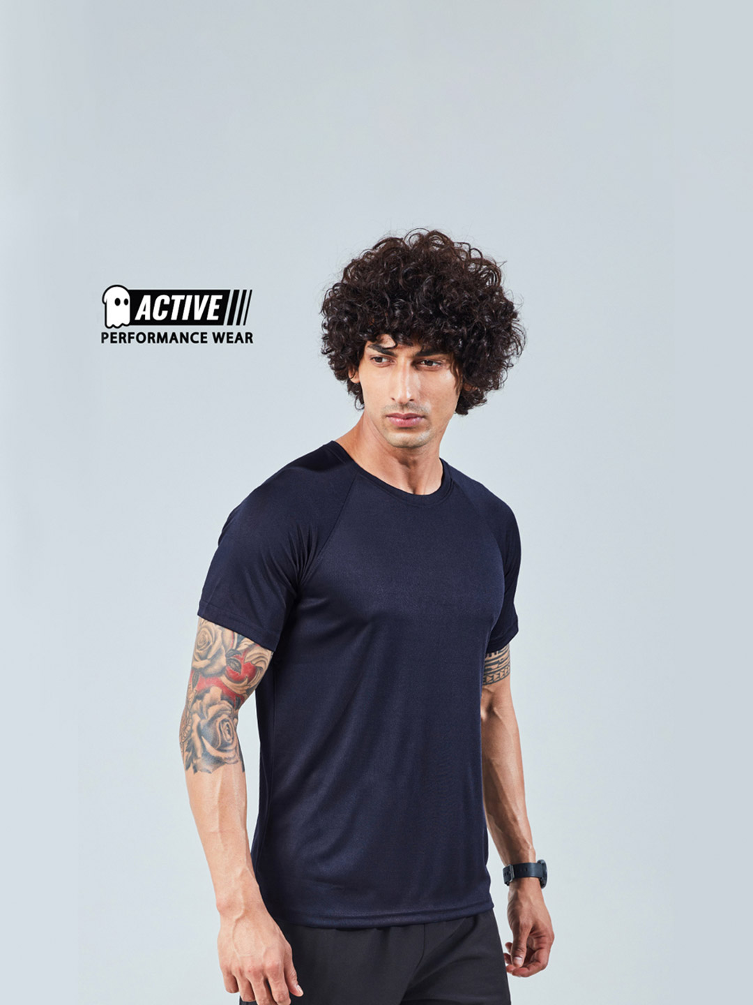 The Souled Store Men Navy Blue Solid Round Neck T-Shirts (1)