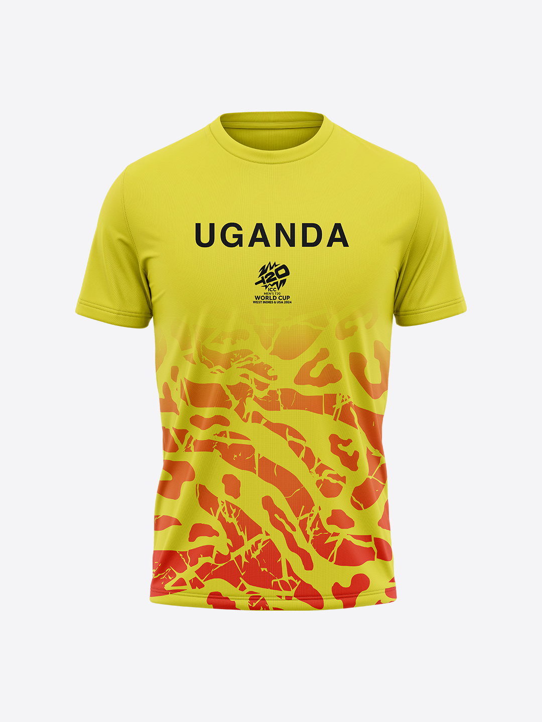 Uganda ICC Men's T20 WC-24 Yellow Logo Printed Half Sleeves Round Neck Polyester T-Shirt (1)