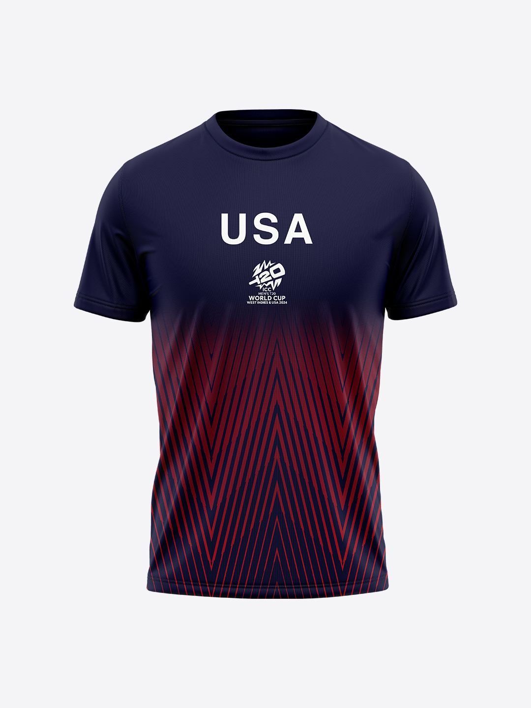 USA ICC Men's T20 WC-24 Navy Blue Logo Printed Half Sleeves Round Neck Polyester T-Shirt (1)