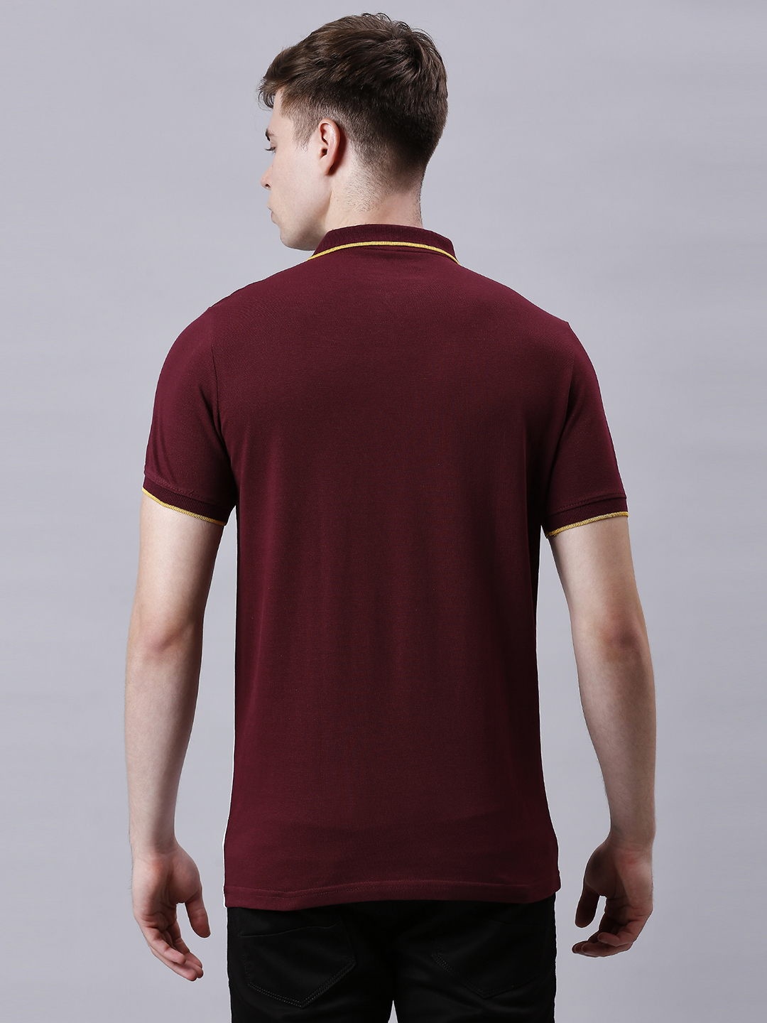 West Indies ICC Men's T20 WC-24 Maroon and White Colourblocked Half Sleeves Polo Collar Cotton T-Shirt (4)