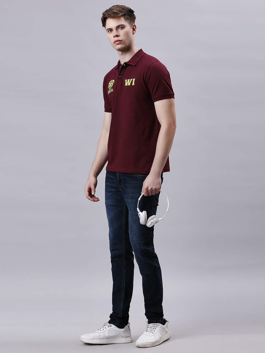 West Indies ICC Men's T20 WC-24 Maroon Logo Printed Half Sleeves Polo Collar Cotton T-Shirt (7)