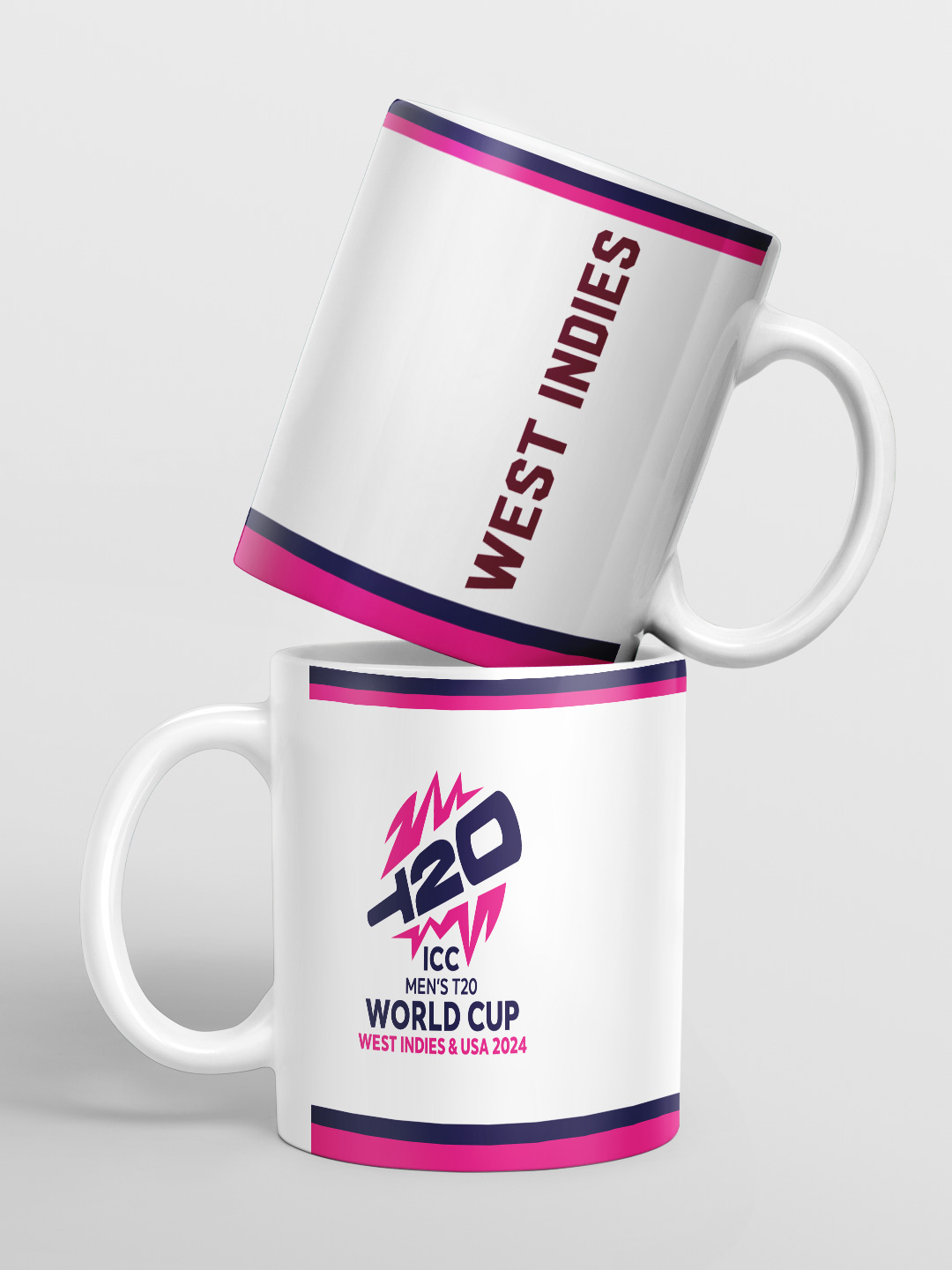 West Indies ICC Men's T20 WC-24 Team West Indies White and Pink Printed Ceramic Mug 325 ML (1)