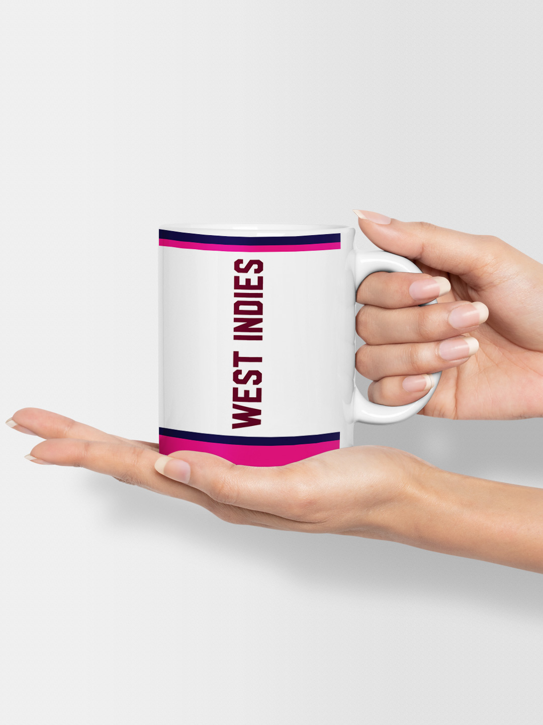 West Indies ICC Men's T20 WC-24 Team West Indies White and Pink Printed Ceramic Mug 325 ML (4)
