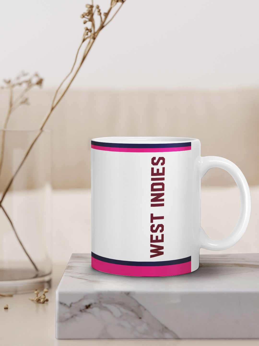 West Indies ICC Men's T20 WC-24 Team West Indies White and Pink Printed Ceramic Mug 325 ML (7)