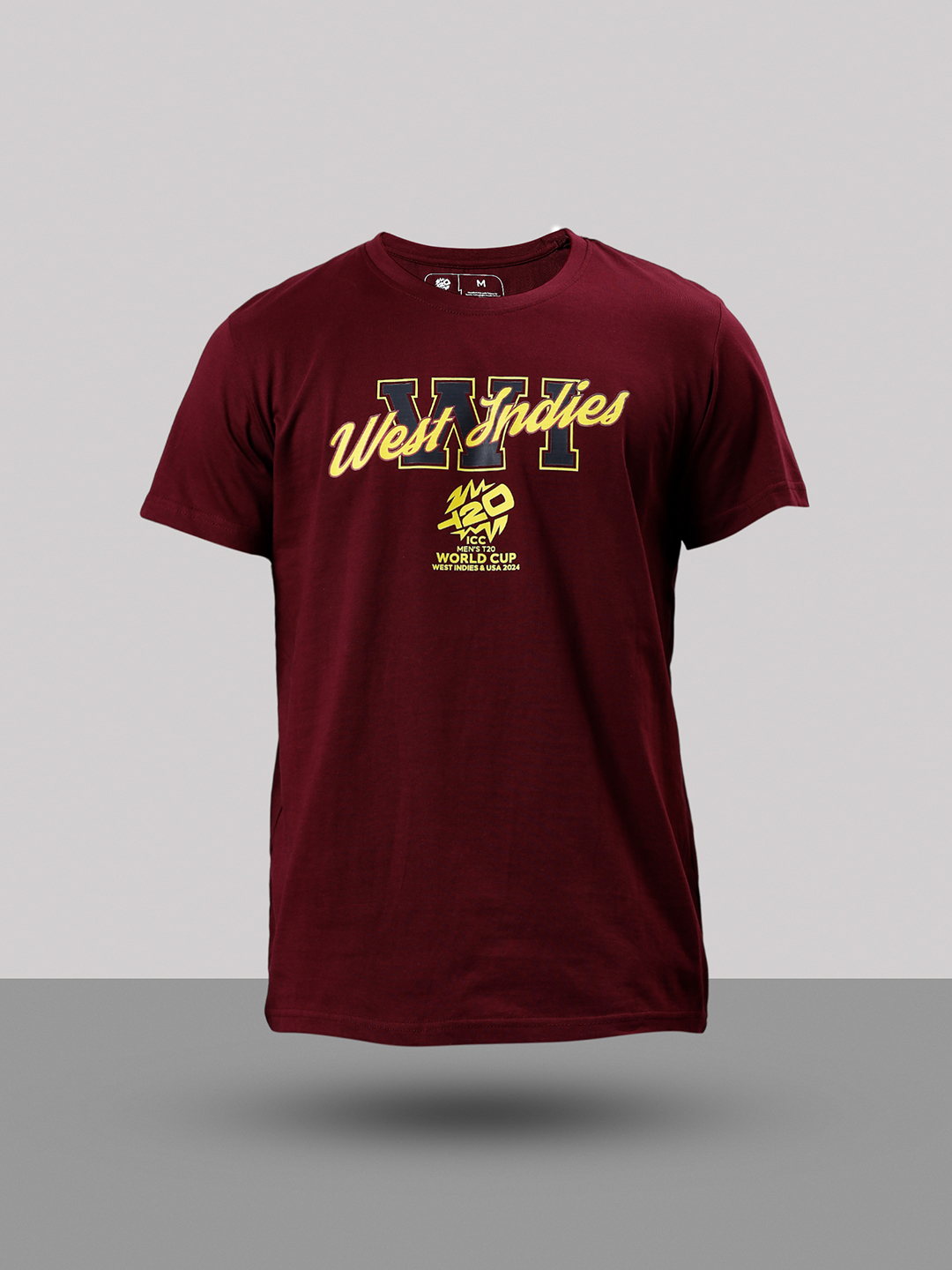 West Indies ICC Men's T20 WC-24 Wine Graphic Printed Half Sleeves Round Neck Cotton T-Shirt (8)