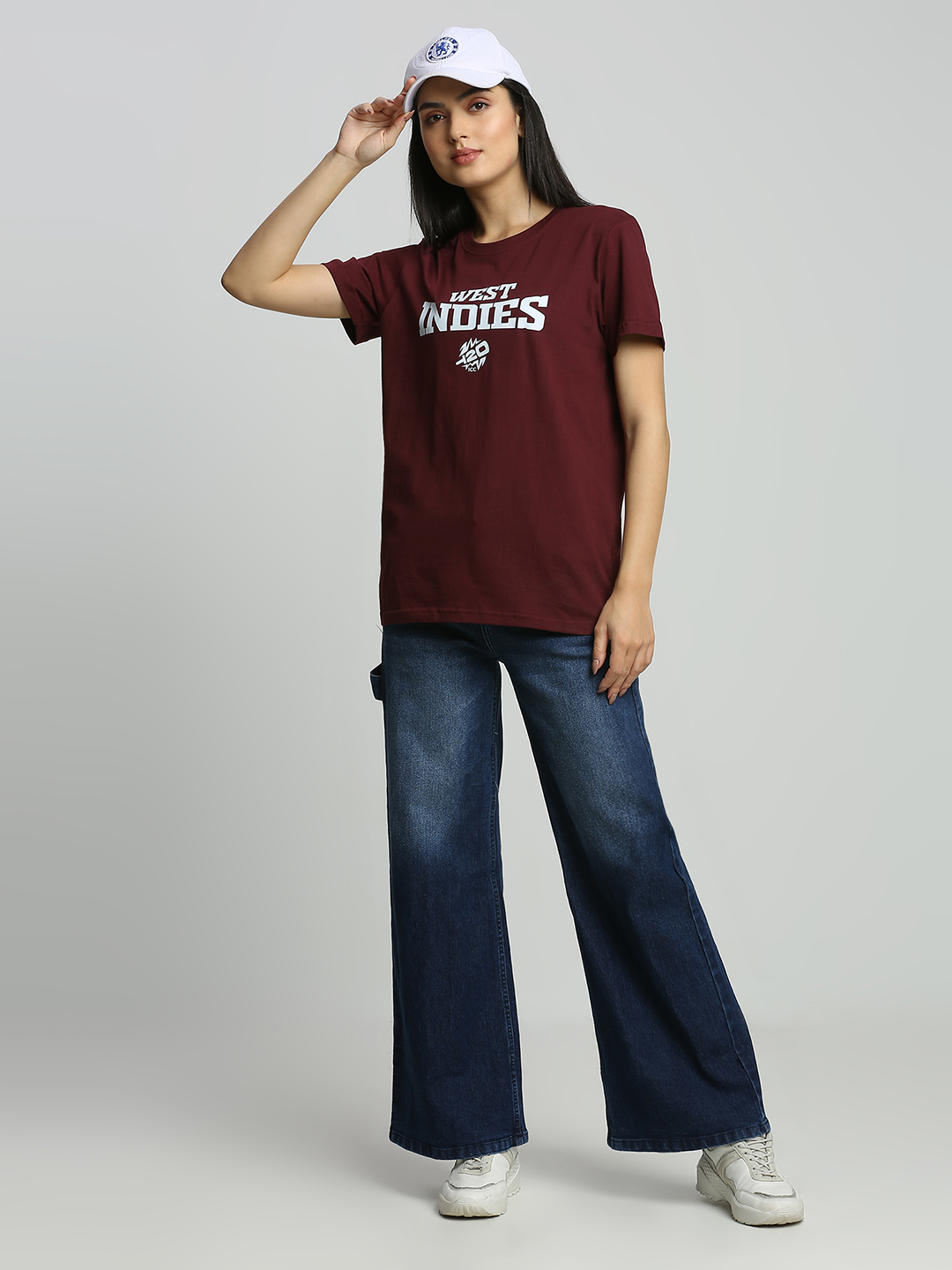 West Indies Unisex Maroon Printed Half Sleeves Round Neck Cotton T-shirt (5)