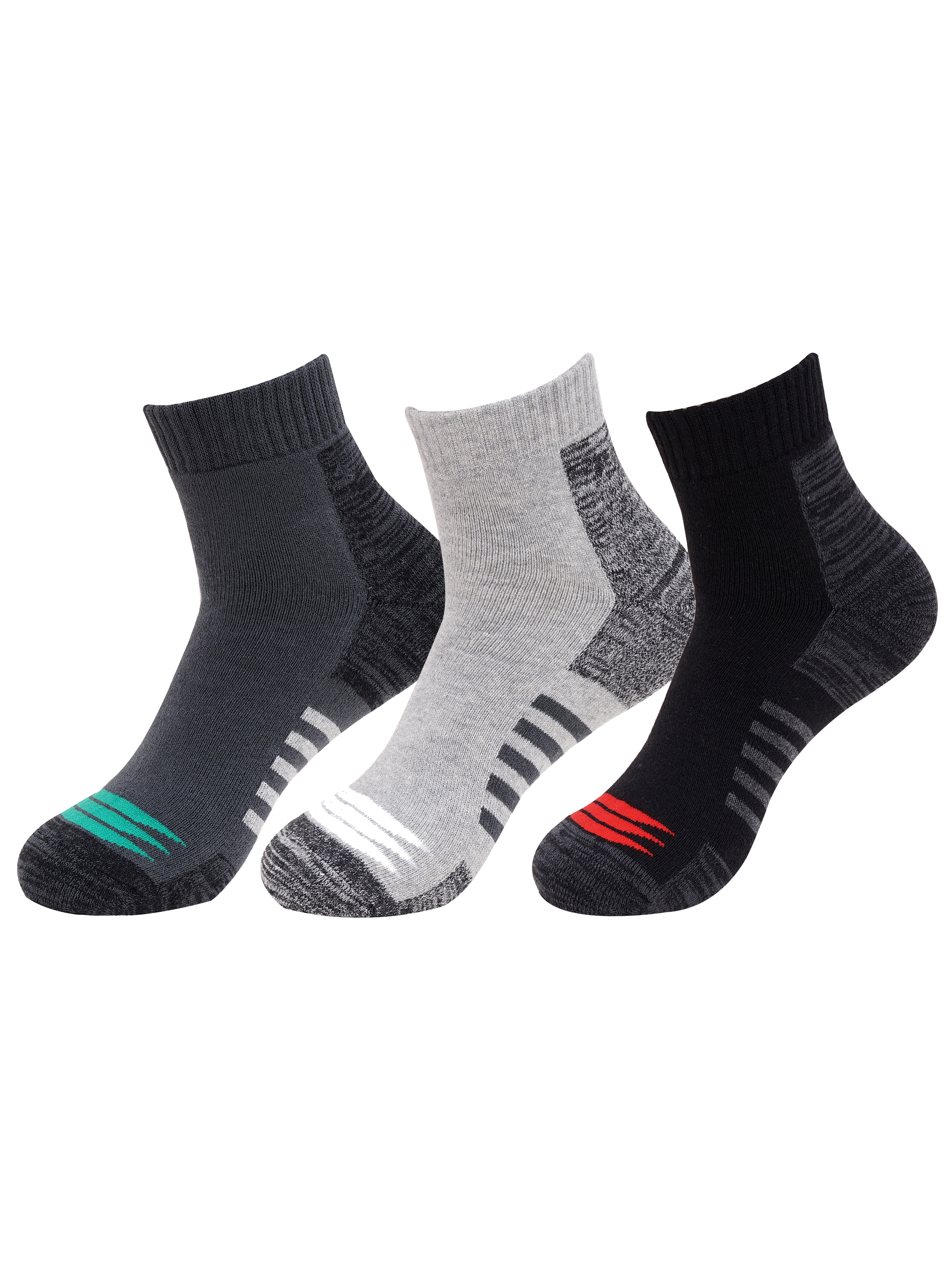 Y&S Unisex Multi-Coloured Full Terry Ankle Length Cotton Sports Socks - Pack of 3 (2)