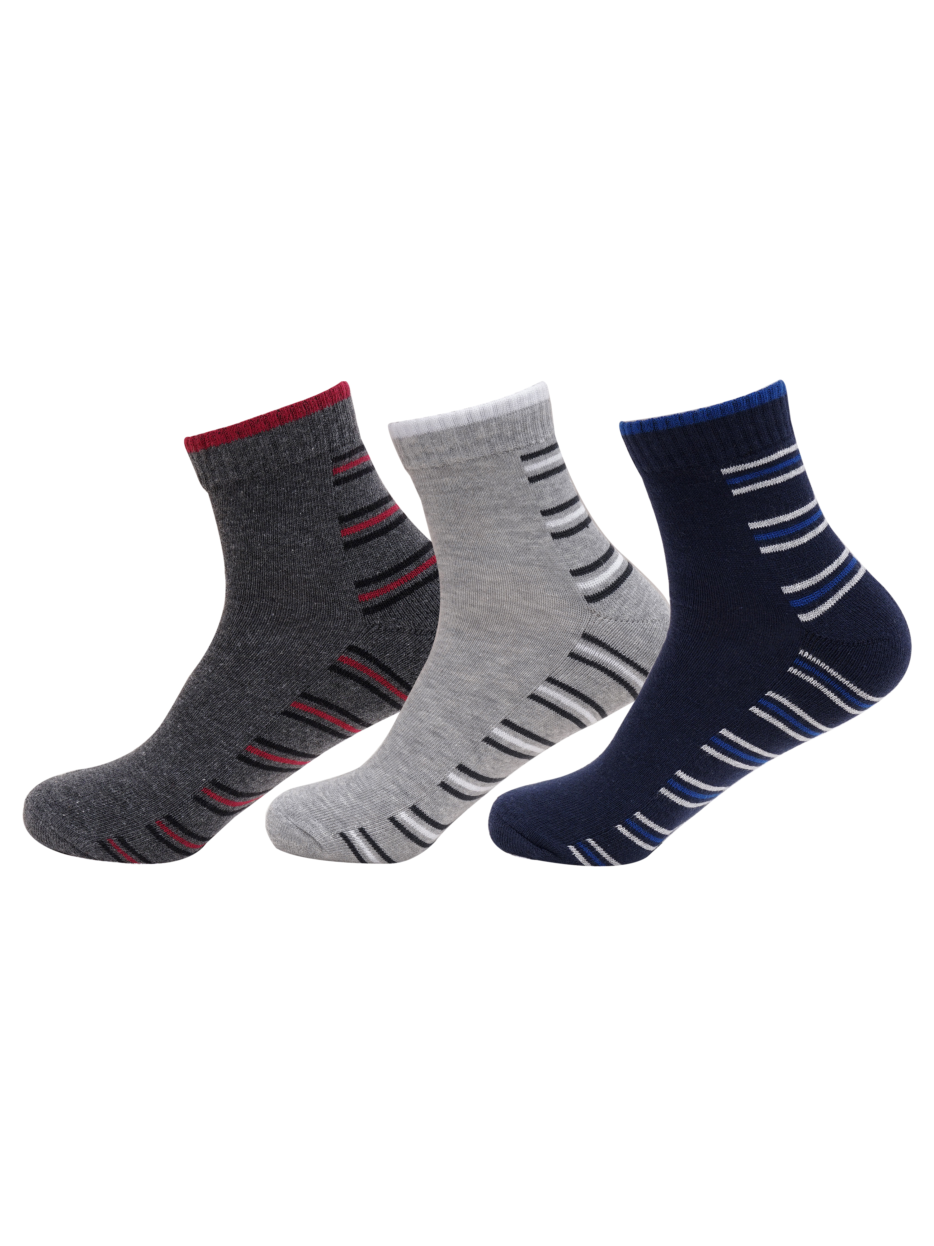 Y&S Unisex Multi-Coloured Half Terry Ankle Length Cotton Sports Socks - Pack of 3 (1)