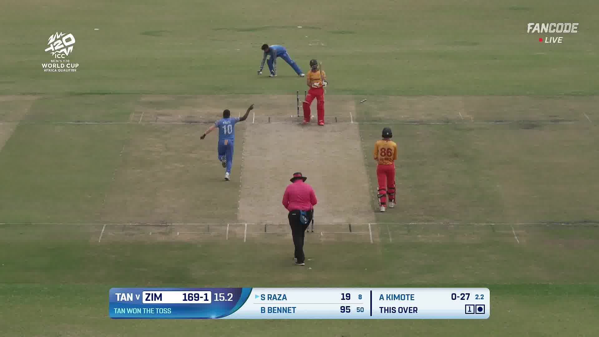 Wicket! Ally Kimote Cleans Up Sikandar Raza With A Superb Delivery