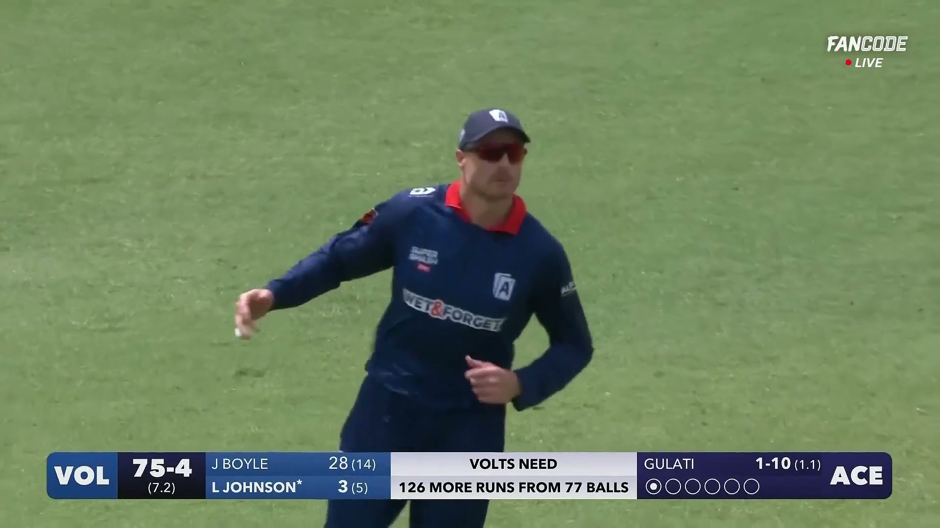 poster url for Wicket! Martin Guptill Takes A Magnificent Catch,  Llew Johnson Departs