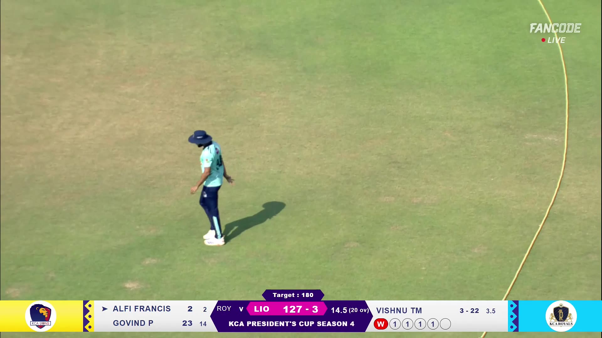 Wicket! Alfi Francis Hits It High But Falls Short, Fazil Fanoos Grabs The Catch