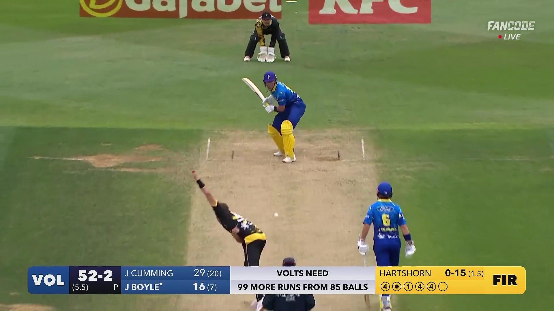 poster url for Six! Jack Boyle Launches James Hartshorn Over Square Leg For A Biggie