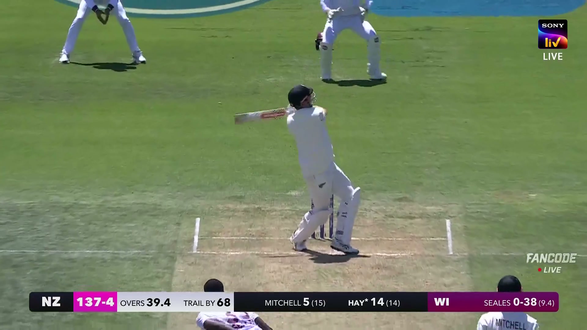 poster url for Six! Mitchell Hay Swings Hard And Sends It Over Deep Fine Leg