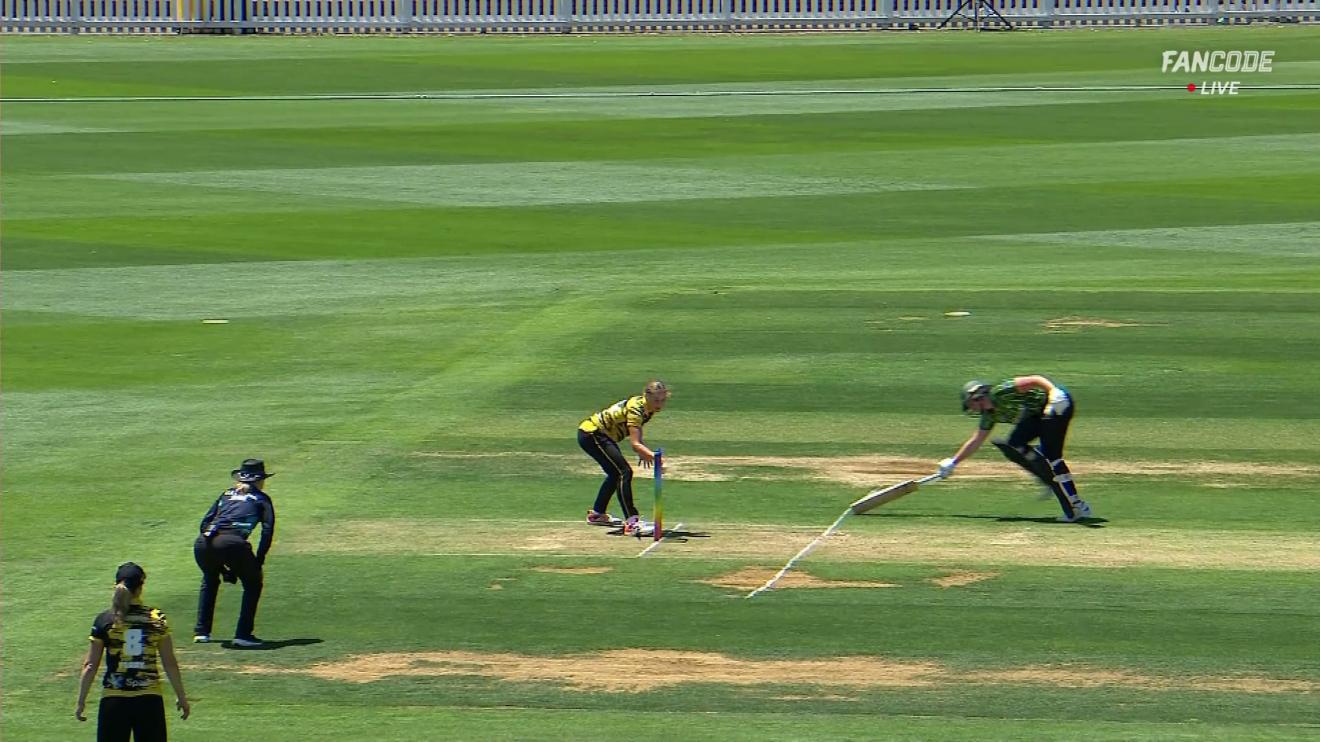 poster url for Wicket! Excellent Fielding From Kerr And McFadyen Results In Grace Scrivens Run Out