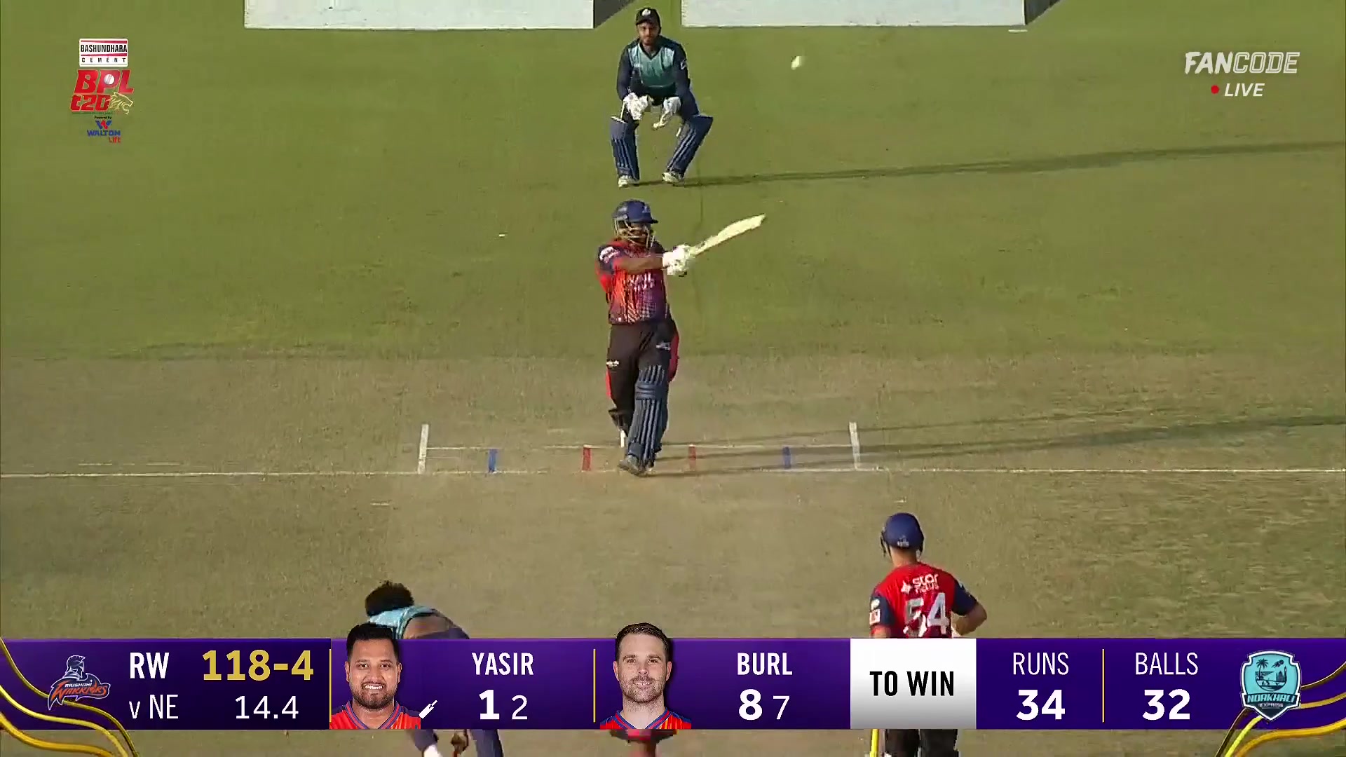 poster url for Six! Yasir Ali  Gets A Top Edge And Sails Over The Deep Backward Square Leg For A Maximum