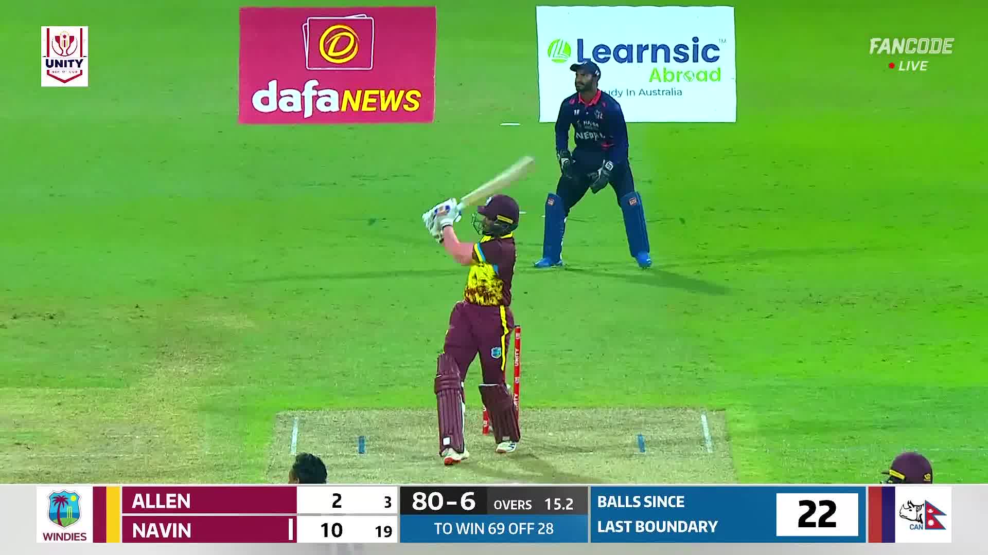 Six! Navin Gets It Over The Deep Square Leg Fielder