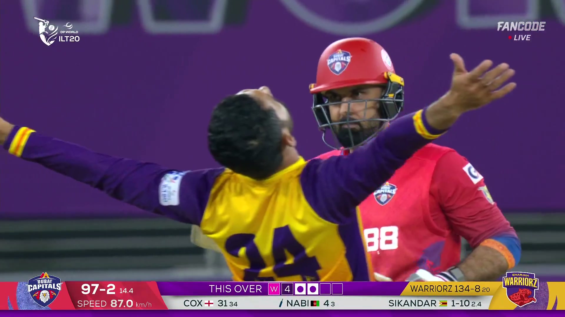 poster url for Wicket! Mohammad Nabi Is Out, A High Ball Claimed By Ethan D'Souza