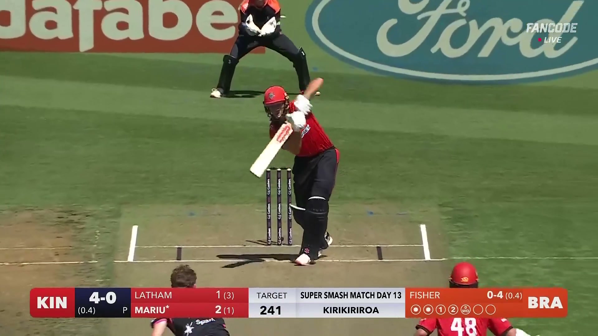 poster url for Four! Clean Timing As Rhys Mariu Finds Mid On Boundary