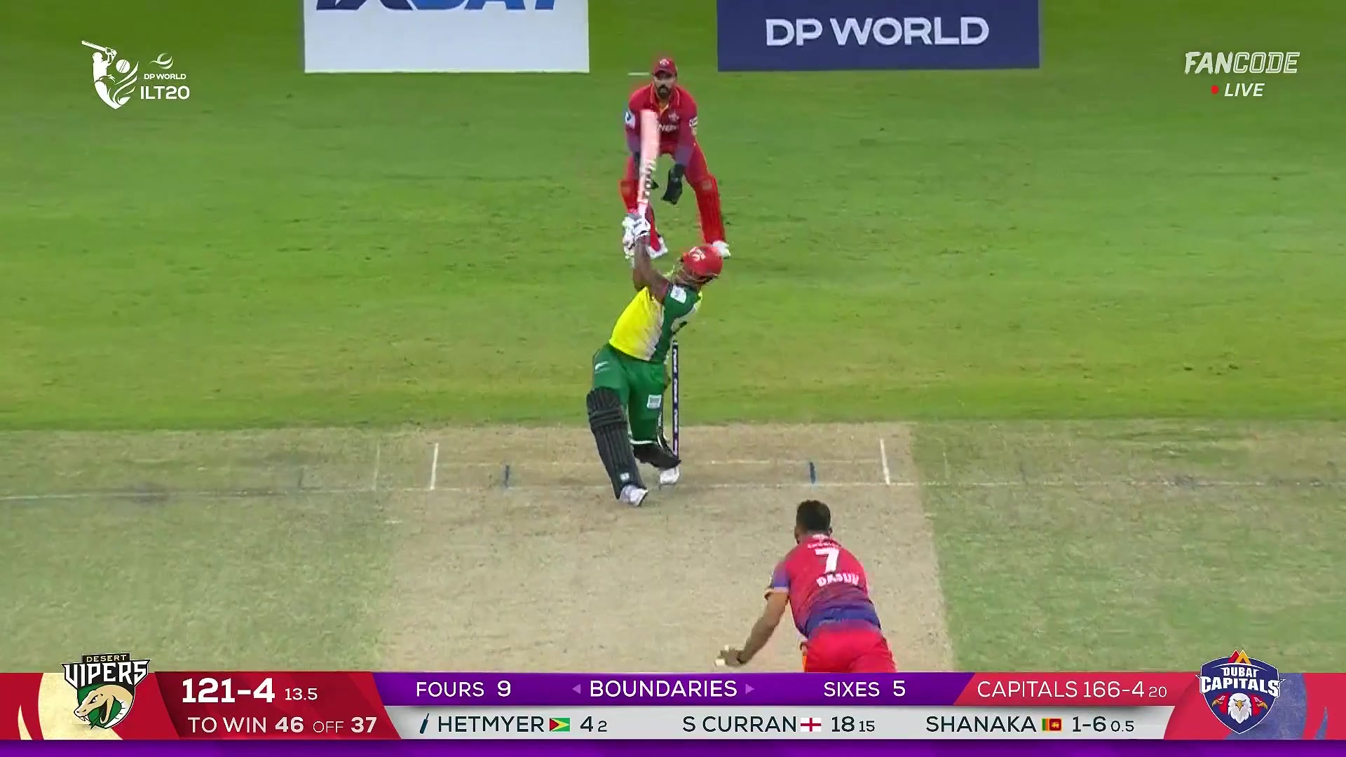 poster url for Six! Shimron Hetmyer Middles It Well Over The Ropes