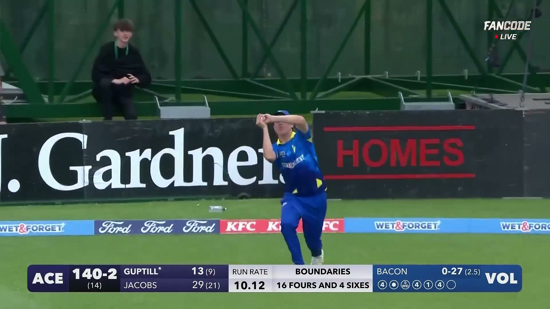 poster url for Wicket! Martin Guptill Fails To Middle It, Jake Gibson Takes A Safe Catch