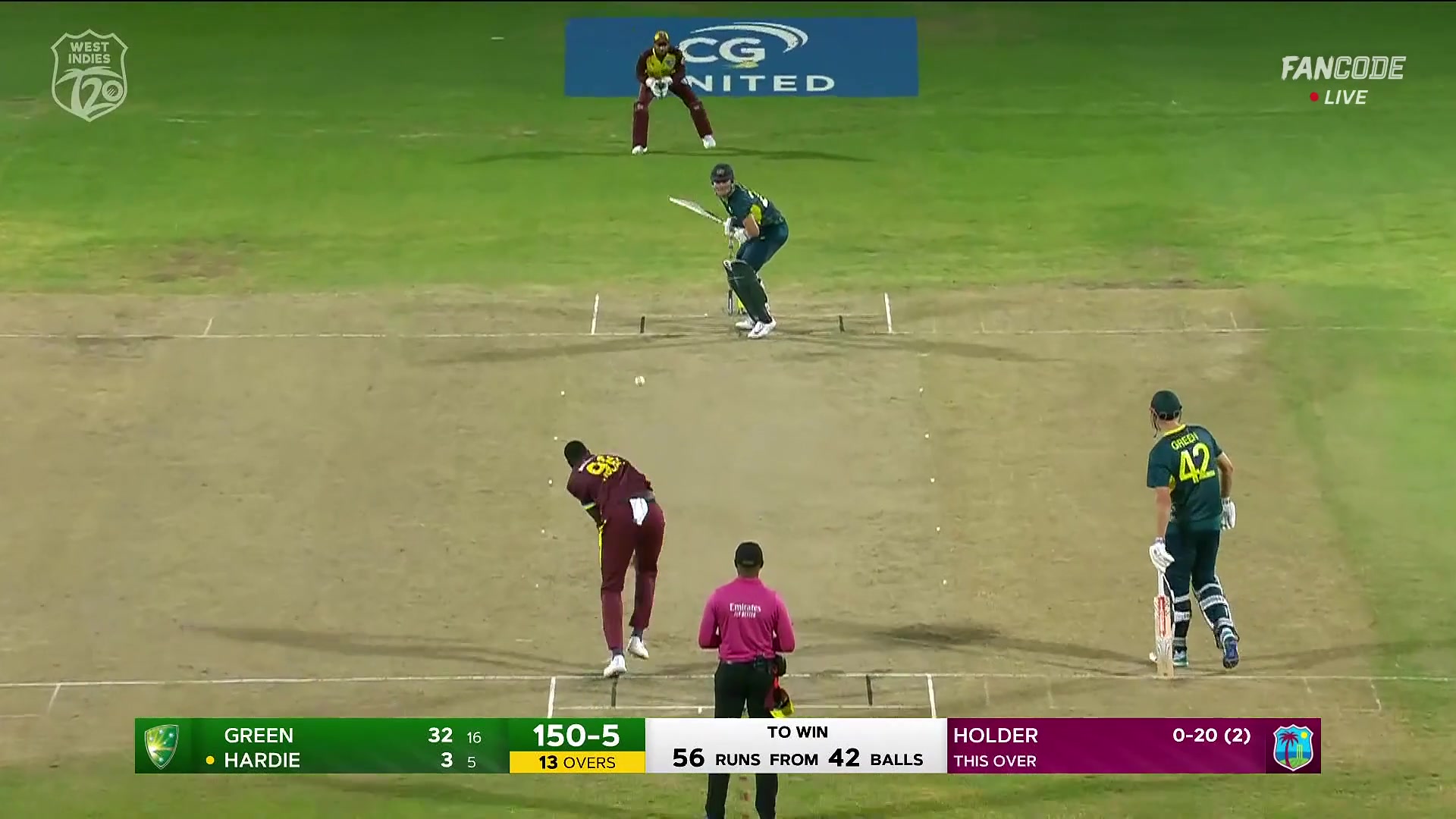 Six! Aaron Hardie Just Clears The Mid-Wicket Fielder For A Maximum