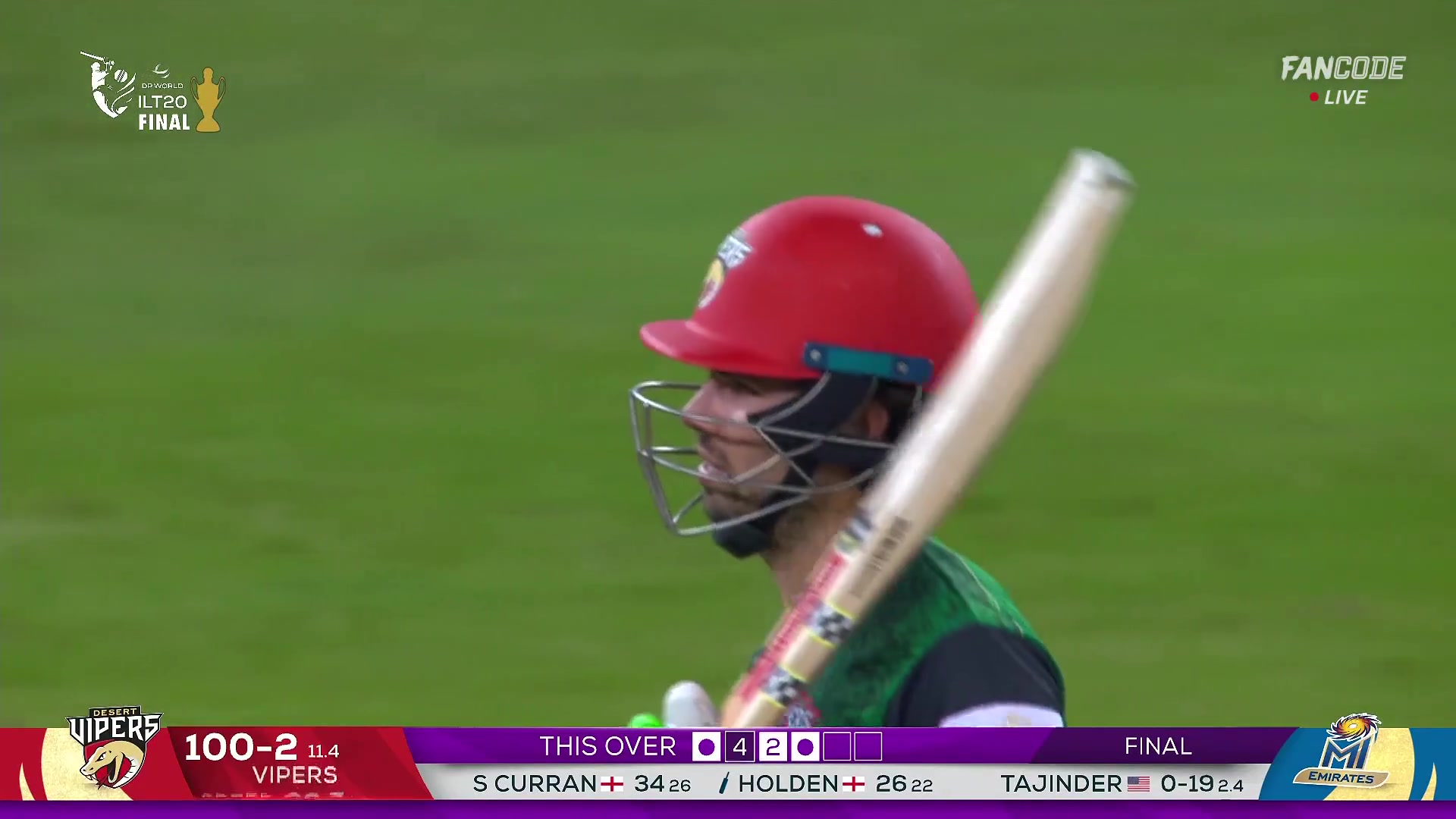 poster url for Six! Max Holden Hits It Hard Towards Long On For A Maximum 