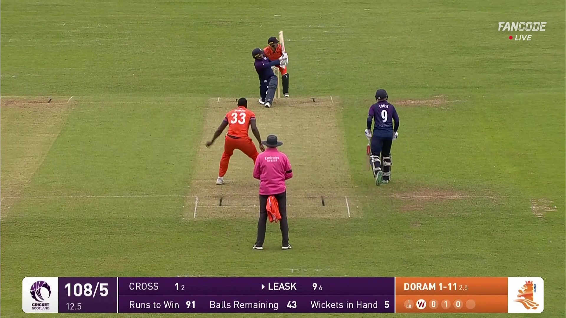 Six! Michael Leask Picks It Early And Sends It Flying Over Square Leg