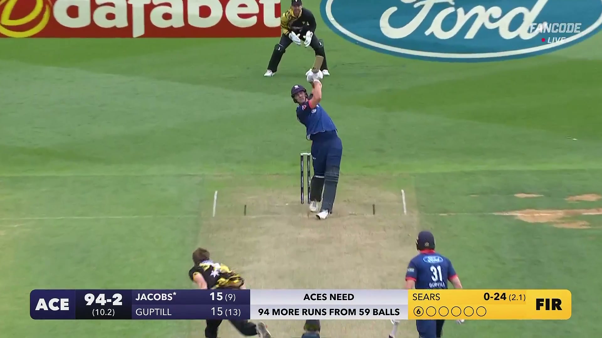 poster url for Six! Bevon Jacobs Plants His Feet And Sends It Flying Over Mid-Off