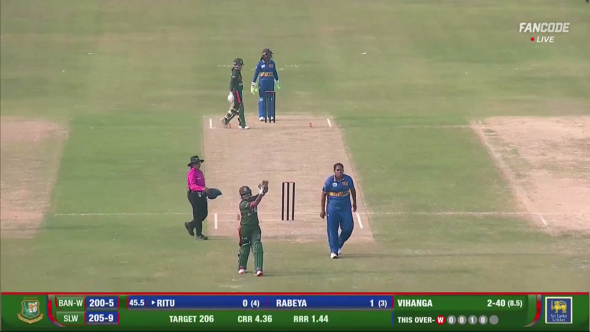 Wicket! Dewmi Vihanga Takes Two Wickets In Quick Succession, Ritu Moni ...