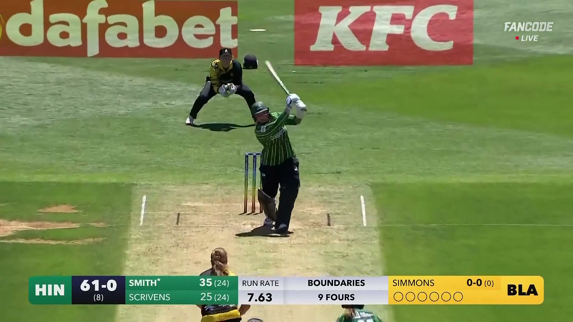 poster url for Four! Bryony Smith Chips Jessica Simmons For A One Bounce Boundary At Mid Wicket