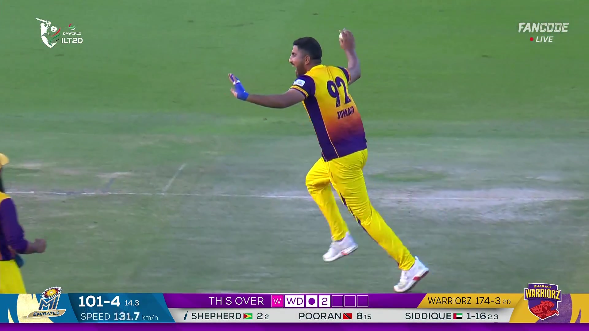 poster url for Wicket! Junaid Siddique Strikes Again, Romario Shepherd Caught And Bowled