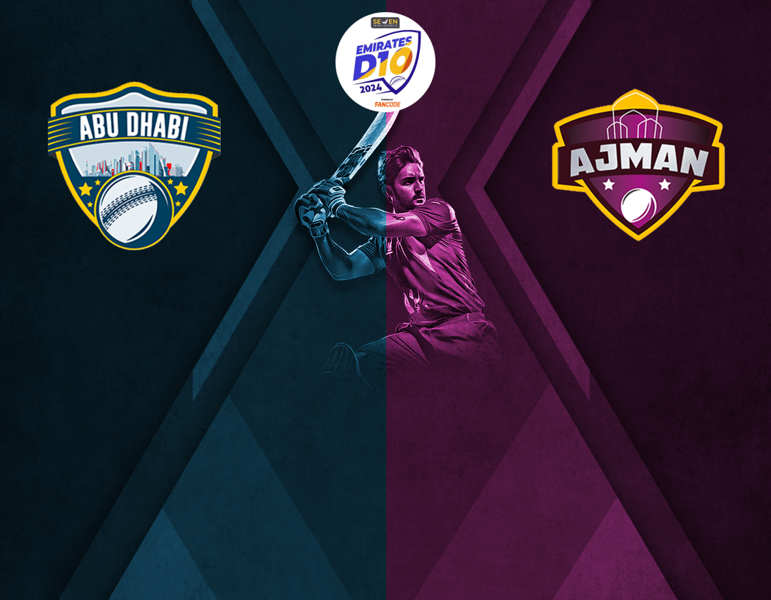 Match 8 of emirates d10 tournament, 2024: abu dhabi vs ajman banner