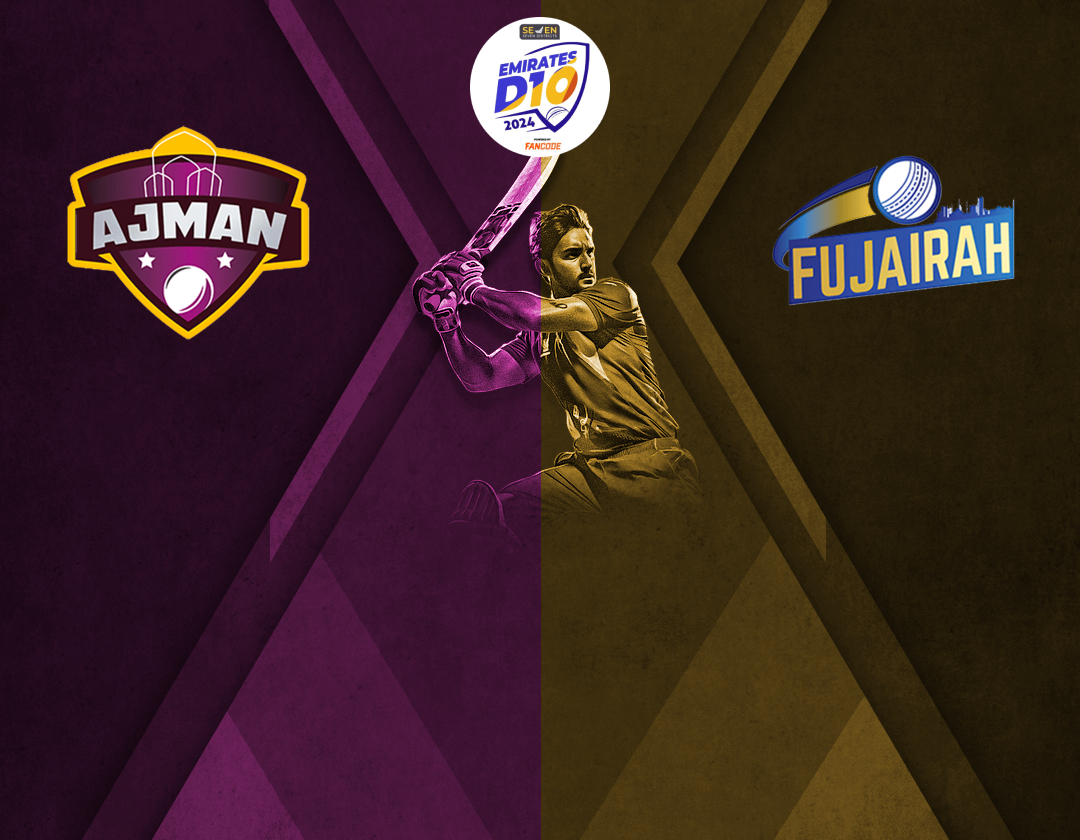 Match 34 of emirates d10 tournament, 2024: ajman vs fujairah banner