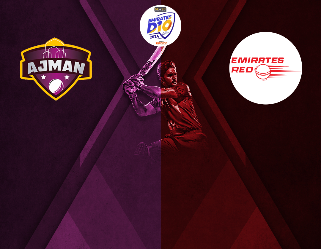 Match 38 of emirates d10 tournament, 2024: ajman vs emirates red banner