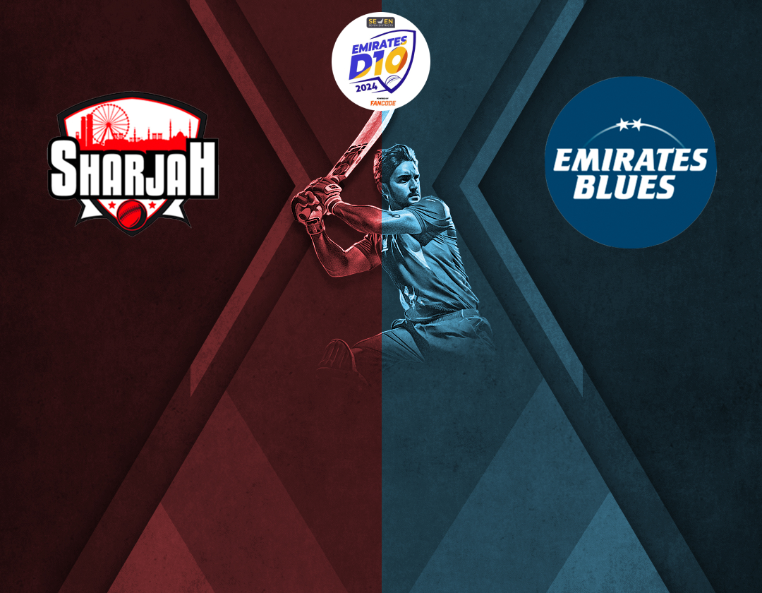 1st semi-final of emirates d10 tournament, 2024: sharjah vs emirates blues banner