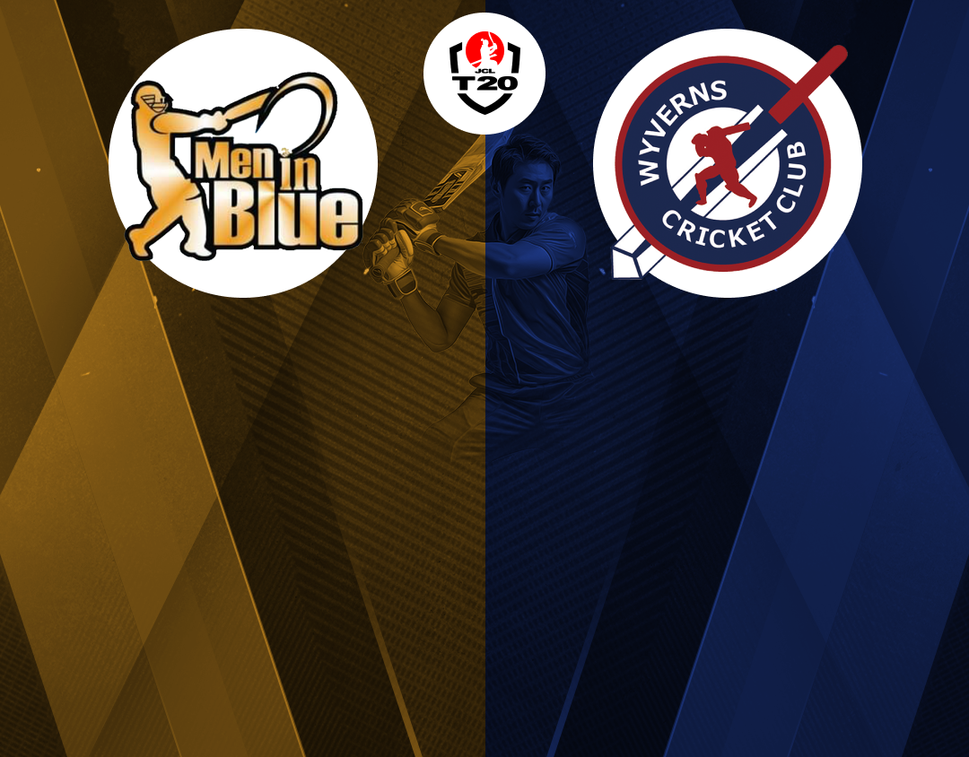 Match 3 of jcl t20, 2024: men in blue tokyo vs wyverns cricket club banner