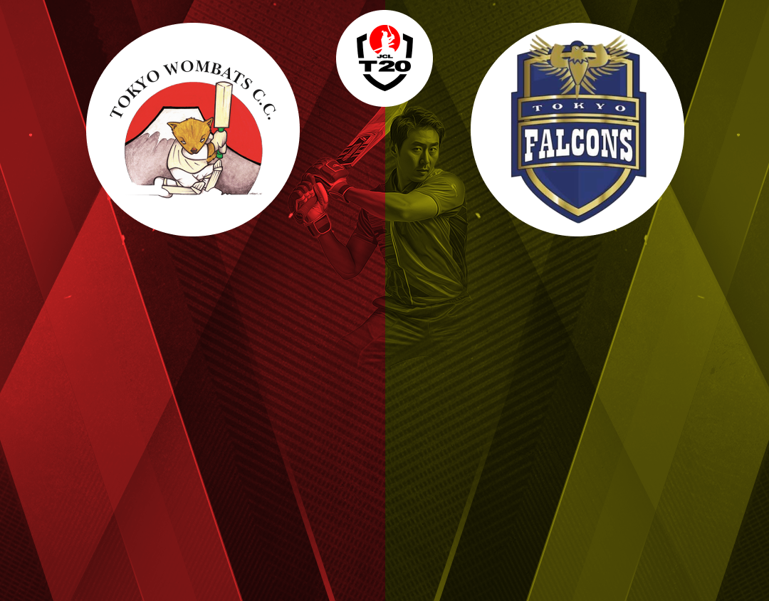 Match 14 of jcl t20, 2024: tokyo wombats vs tokyo falcons banner