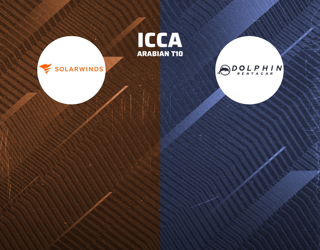 Match 6 of icca arabian t10, 2024: spades real estate vs dolphin rent a car banner