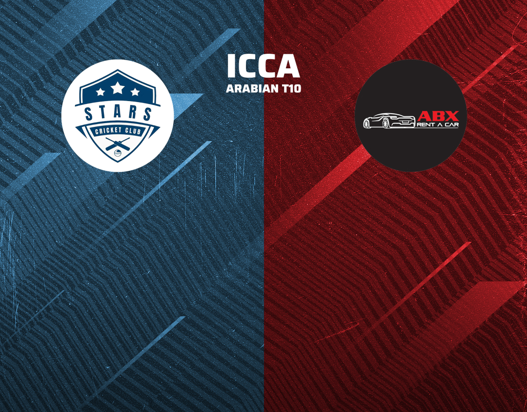 Match 7 of icca arabian t10, 2024: top stars vs abx rent a car banner