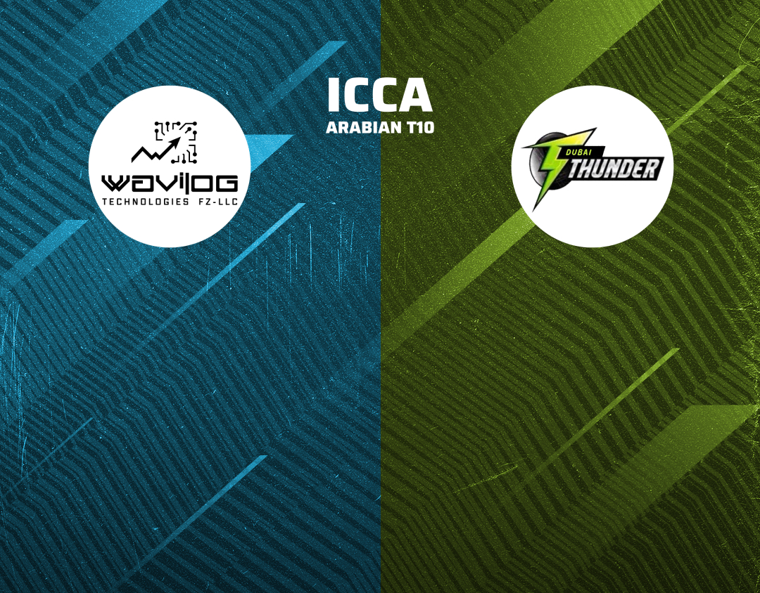 Match 12 of icca arabian t10, 2024: wavilog tech cc vs dubai thunders banner
