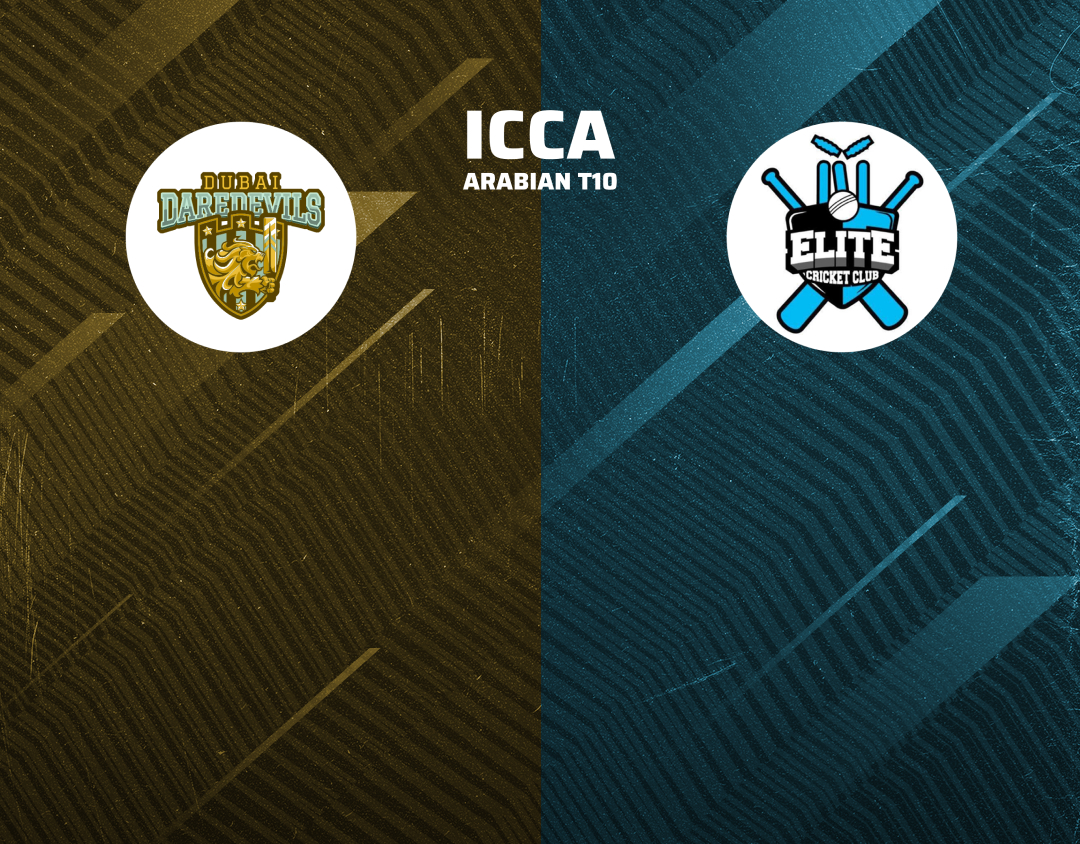 Match 13 of icca arabian t10, 2024: dubai dare devils vs elite cricket club banner