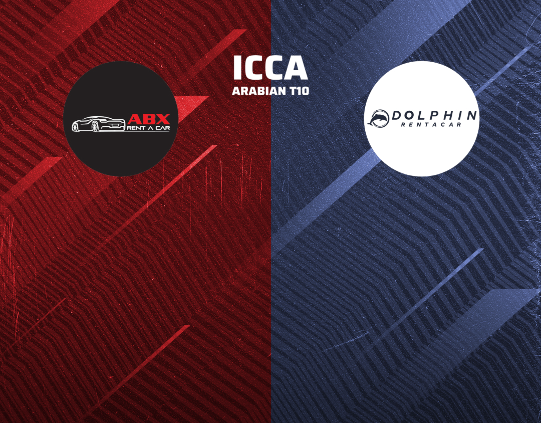 Match 18 of icca arabian t10, 2024: abx rent a car vs dolphin rent a car banner