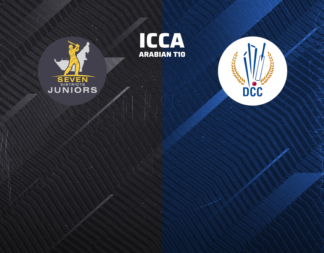 Match 21 of icca arabian t10, 2024: seven districts hybrid vs dcc starlets banner