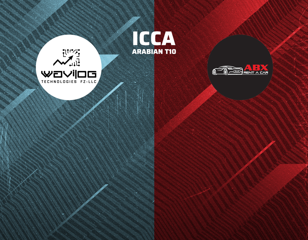Match 22 of icca arabian t10, 2024: wavilog tech cc vs abx rent a car banner